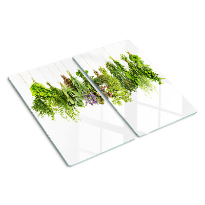 Planche à découper en verre Herbes suspendues à une ficelle