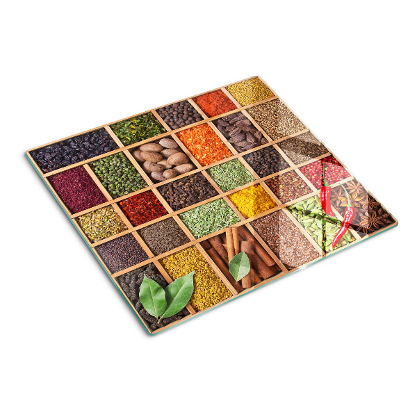 Planche à découper en verre Épices en pots