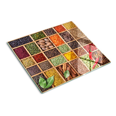 Planche à découper en verre Épices en pots