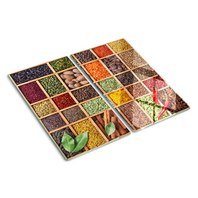 Planche à découper en verre Épices en pots