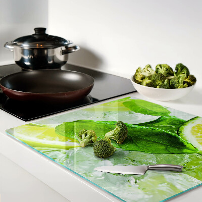 Planche à découper verre Citrons et feuilles de menthe