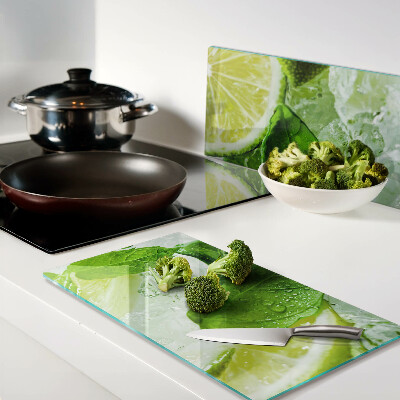 Planche à découper verre Citrons et feuilles de menthe