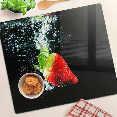 Planche à découper verre Fraise dans l'eau