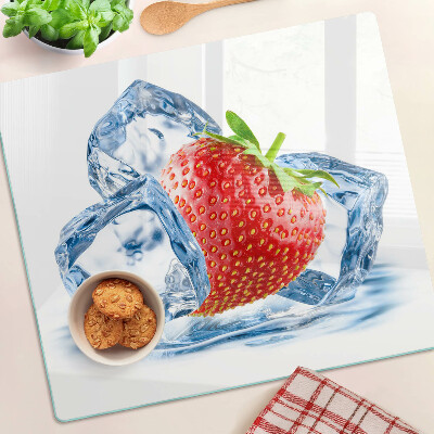 Planche à découper en verre Fraise dans la glace