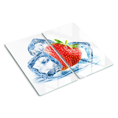 Planche à découper en verre Fraise dans la glace