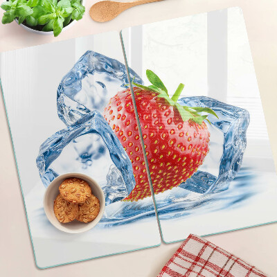 Planche à découper en verre Fraise dans la glace