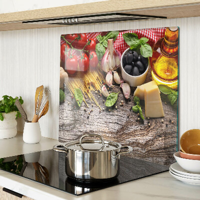 Planche à découper verre Cuisine italienne avec pâtes et légumes