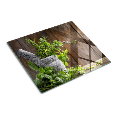 Planche à découper verre Herbes en pot