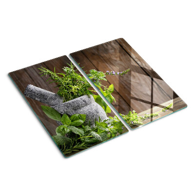 Planche à découper verre Herbes en pot