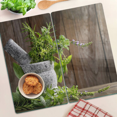 Planche à découper verre Herbes en pot