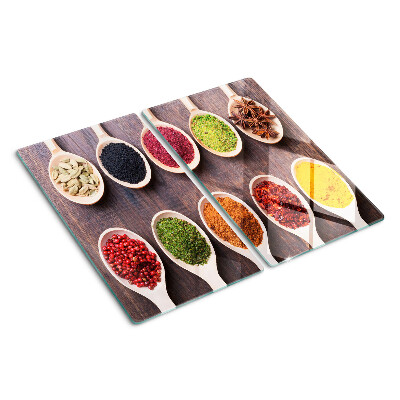 Planche à découper en verre Épices en cuillères