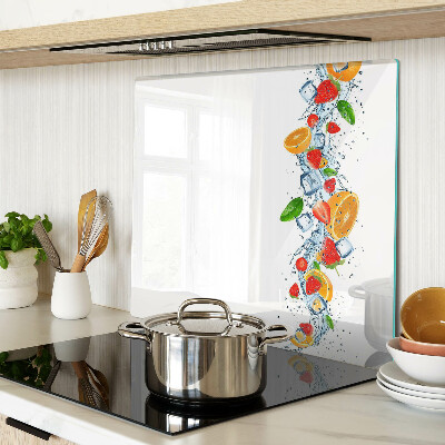 Planche à découper en verre Fruits et feuilles colorés