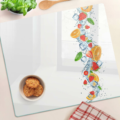 Planche à découper en verre Fruits et feuilles colorés