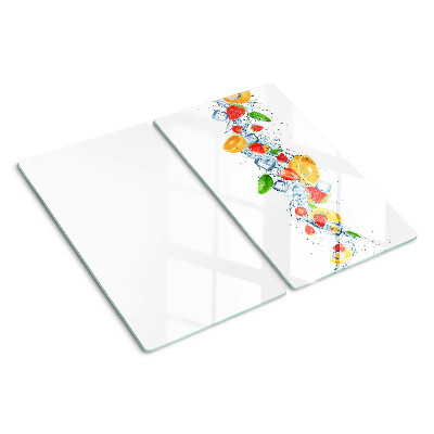 Planche à découper en verre Fruits et feuilles colorés