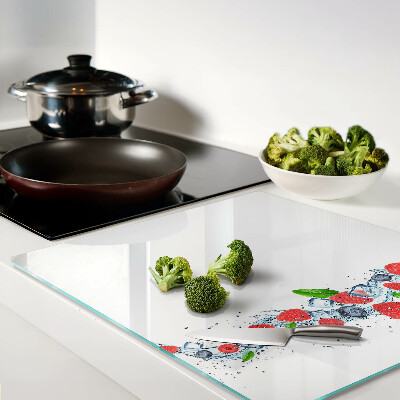 Planche à découper verre Motif floral avec des baies