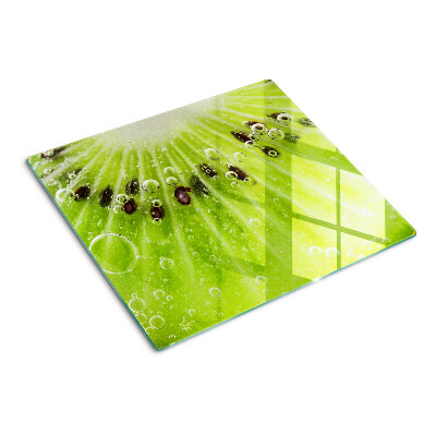 Planche à découper verre Kiwi avec des gouttes d'eau