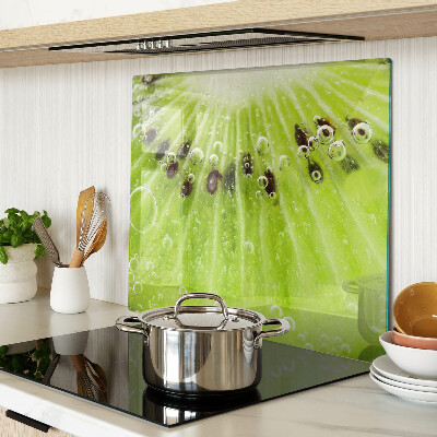 Planche à découper verre Kiwi avec des gouttes d'eau