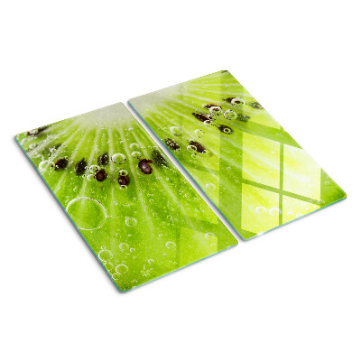 Planche à découper verre Kiwi avec des gouttes d'eau