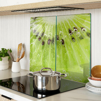 Planche à découper verre Kiwi avec des gouttes d'eau