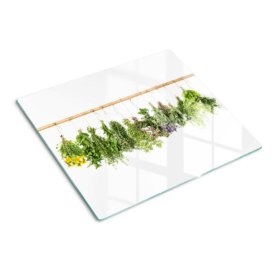 Planche à découper en verre Herbes séchées sur une ficelle