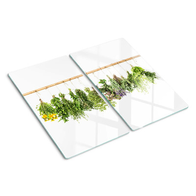 Planche à découper en verre Herbes séchées sur une ficelle