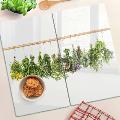 Planche à découper en verre Herbes séchées sur une ficelle