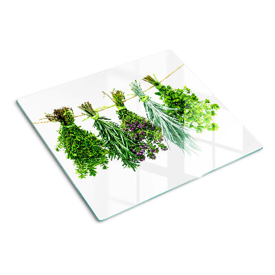 Planche à découper verre Herbes séchées sur une ficelle
