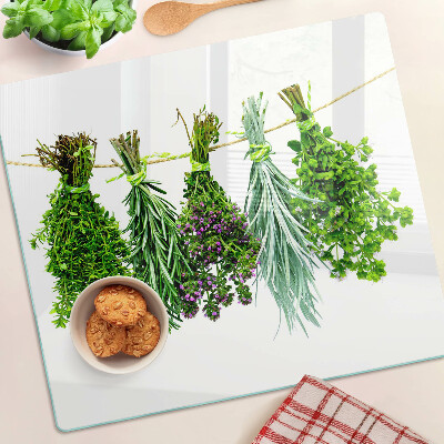 Planche à découper verre Herbes séchées sur une ficelle