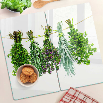 Planche à découper verre Herbes séchées sur une ficelle