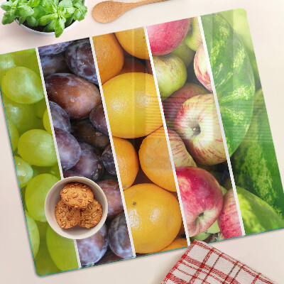 Planche à découper verre Fruits aux couleurs de l'arc-en-ciel