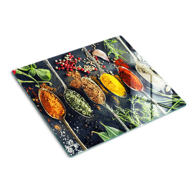 Planche à découper en verre Épices en cuillères
