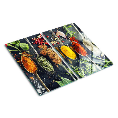 Planche à découper en verre Épices en cuillères