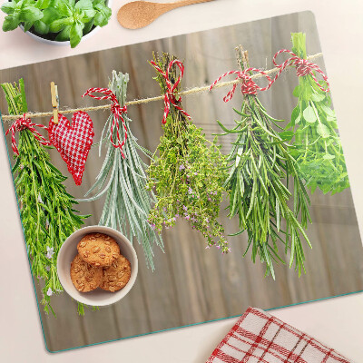 Planche à découper verre Herbes sur une ficelle