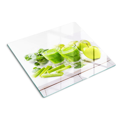 Planche à découper en verre Smoothie vert et ingrédients frais