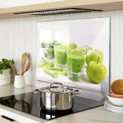Planche à découper en verre Smoothie vert et ingrédients frais