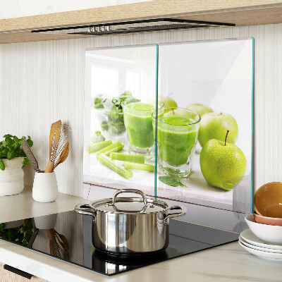 Planche à découper en verre Smoothie vert et ingrédients frais