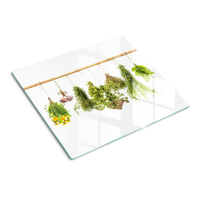 Planche à découper en verre Herbes en bouquets suspendus