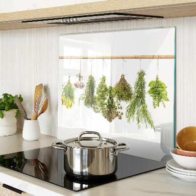Planche à découper en verre Herbes en bouquets suspendus