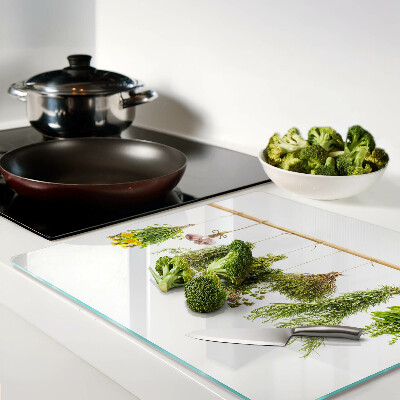 Planche à découper en verre Herbes en bouquets suspendus