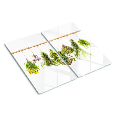Planche à découper en verre Herbes en bouquets suspendus
