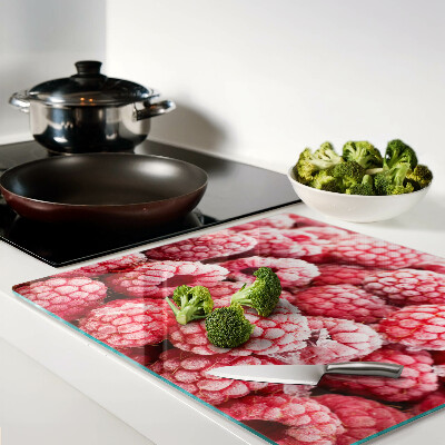 Planche à découper verre Des framboises dans une édition fraîche