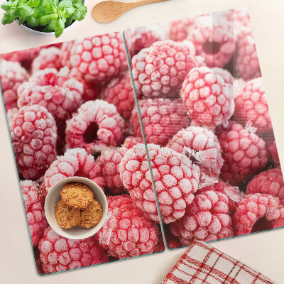 Planche à découper verre Des framboises dans une édition fraîche