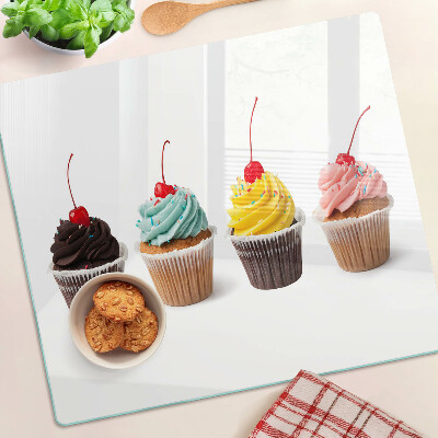 Planche à découper verre Cupcake à la crème fouettée et à la cerise
