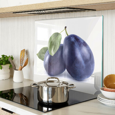 Planche à découper verre Prunes avec feuilles