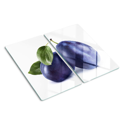 Planche à découper verre Prunes avec feuilles