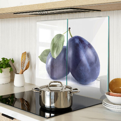 Planche à découper verre Prunes avec feuilles