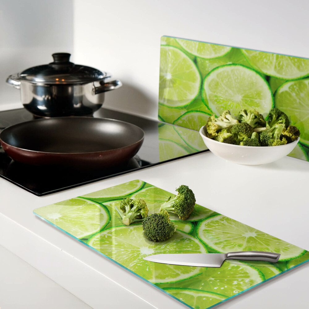 Planche à Découper En Verre Trempé Tulup 60x52 Cm - Motif Citron Vert Et Citron