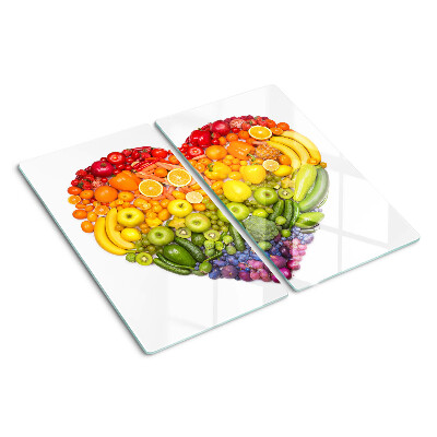Planche à découper en verre Cœur de fruits arc-en-ciel