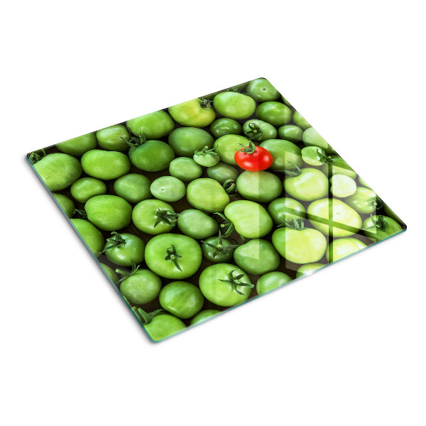 Planche à découper verre Tomates vertes avec une touche rouge