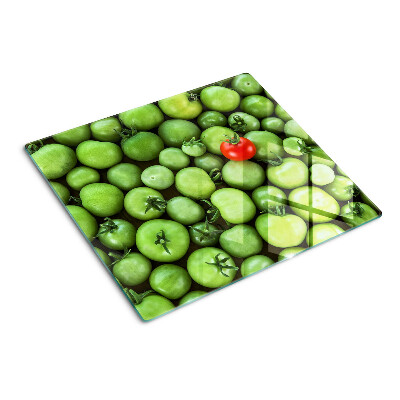 Planche à découper verre Tomates vertes avec une touche rouge